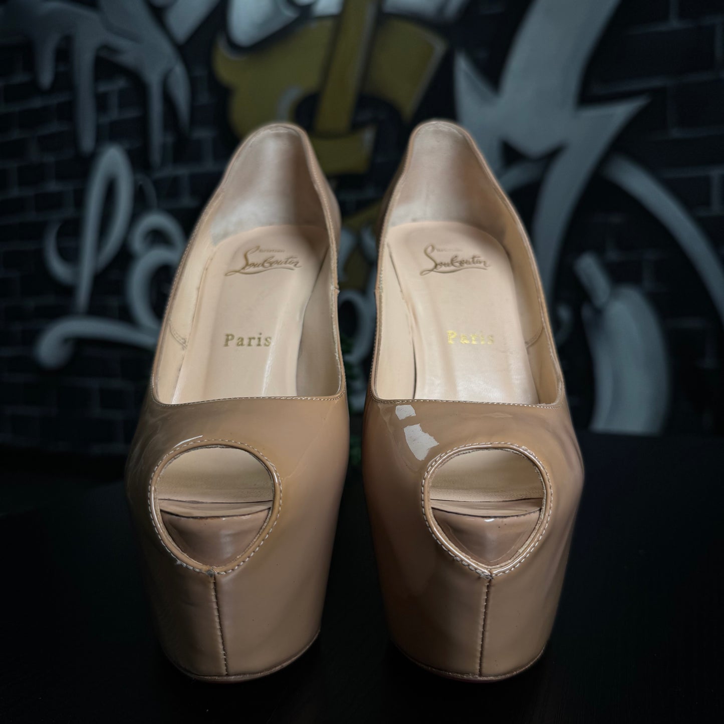 Louboutin Heels Highness Peep Toe Tan