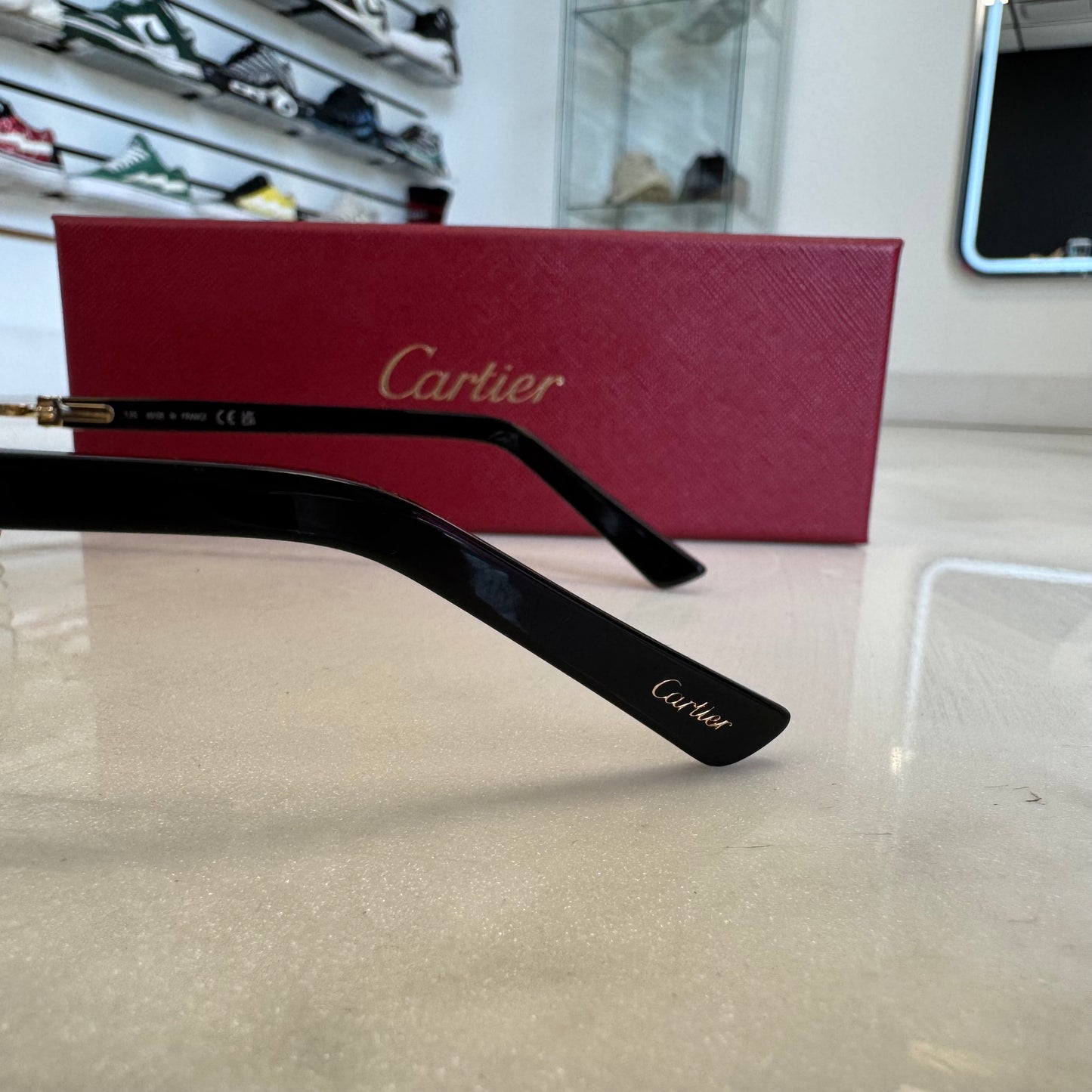Cartier C Decor Black Acetate Gold Hardware Diamond Cut