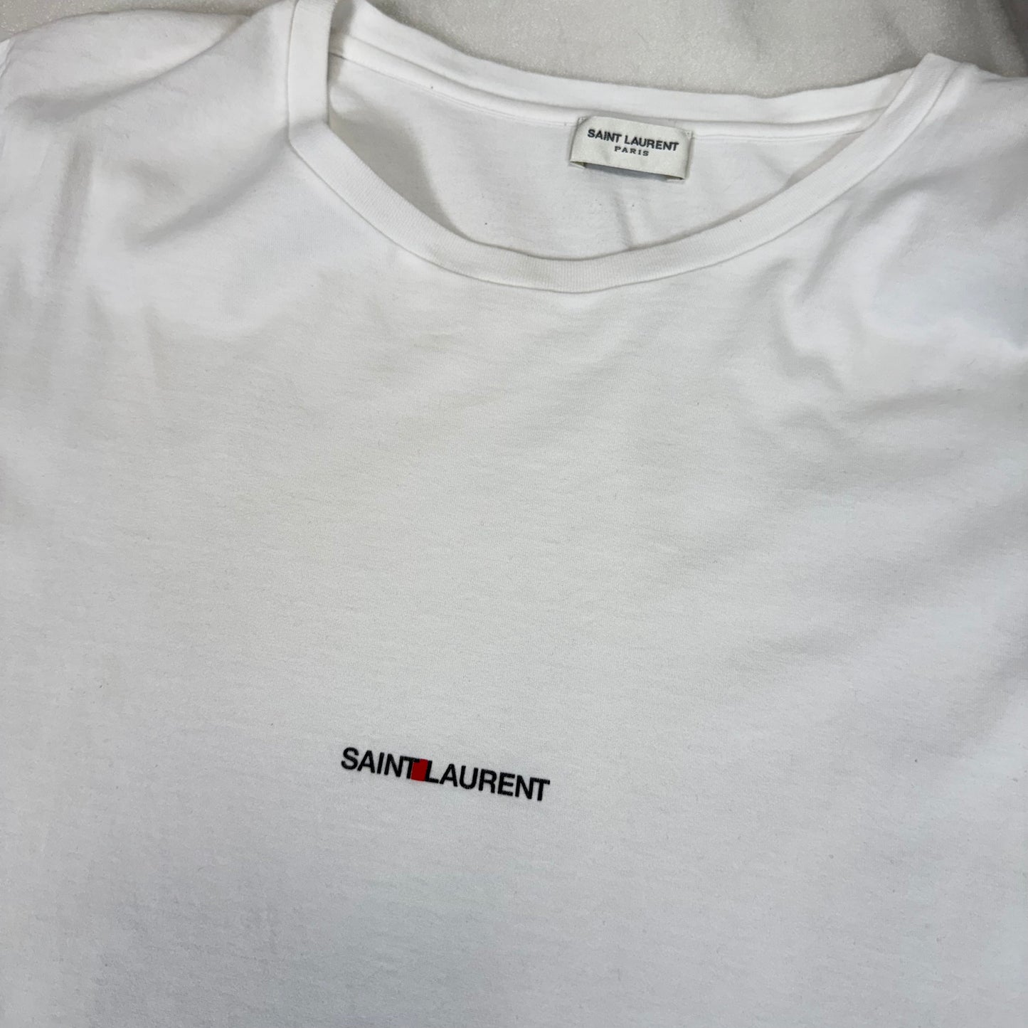 Saint Laurent Small Logo Tee White