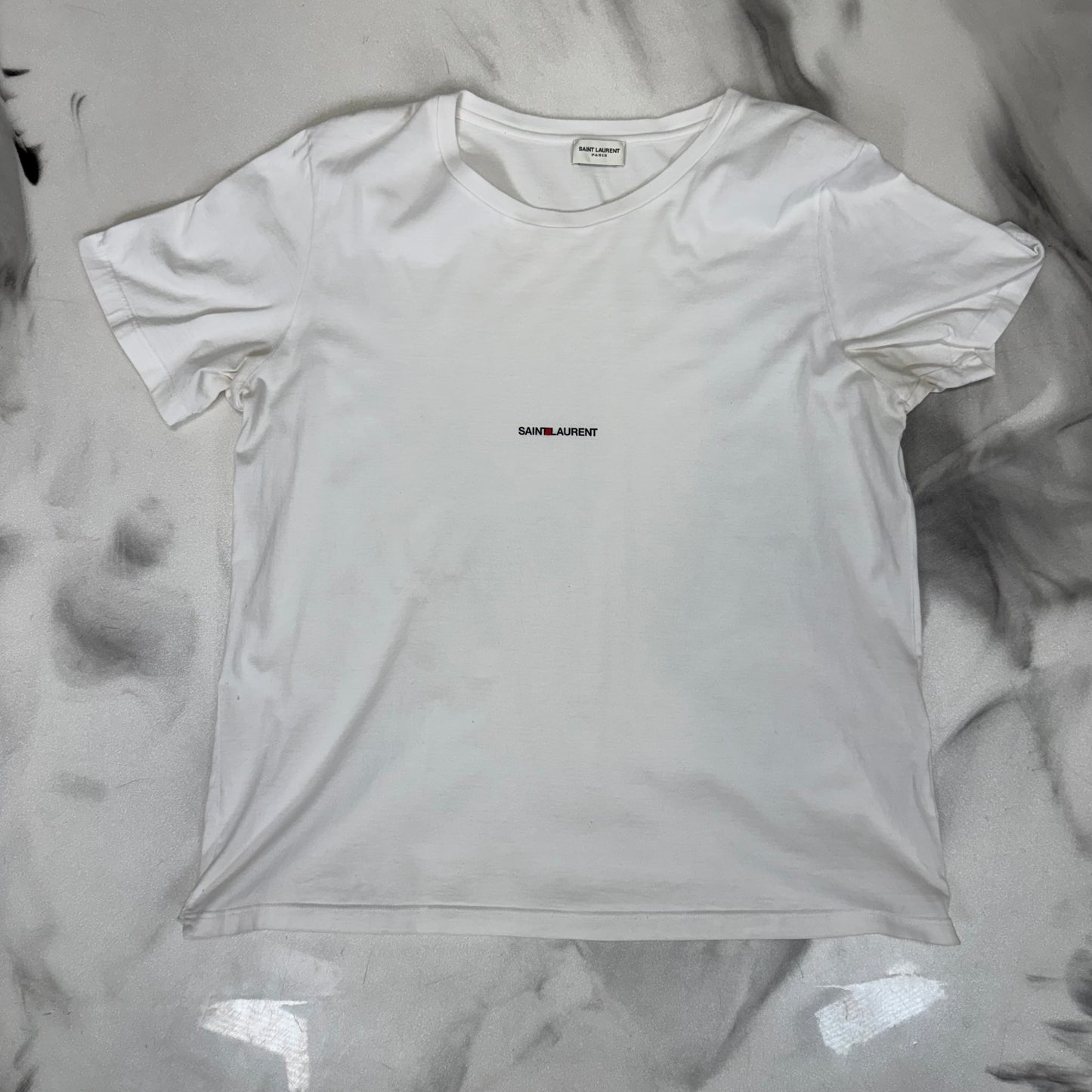 Saint Laurent Small Logo Tee White