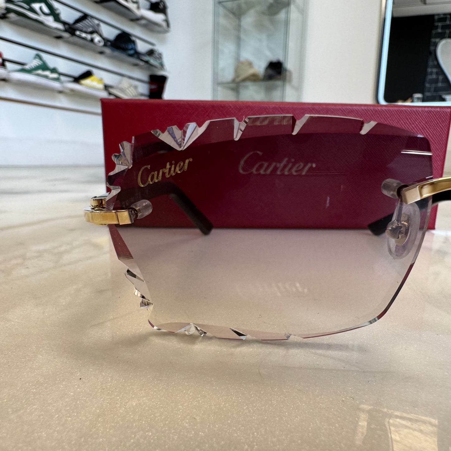 Cartier C Decor Black Acetate Gold Hardware Diamond Cut