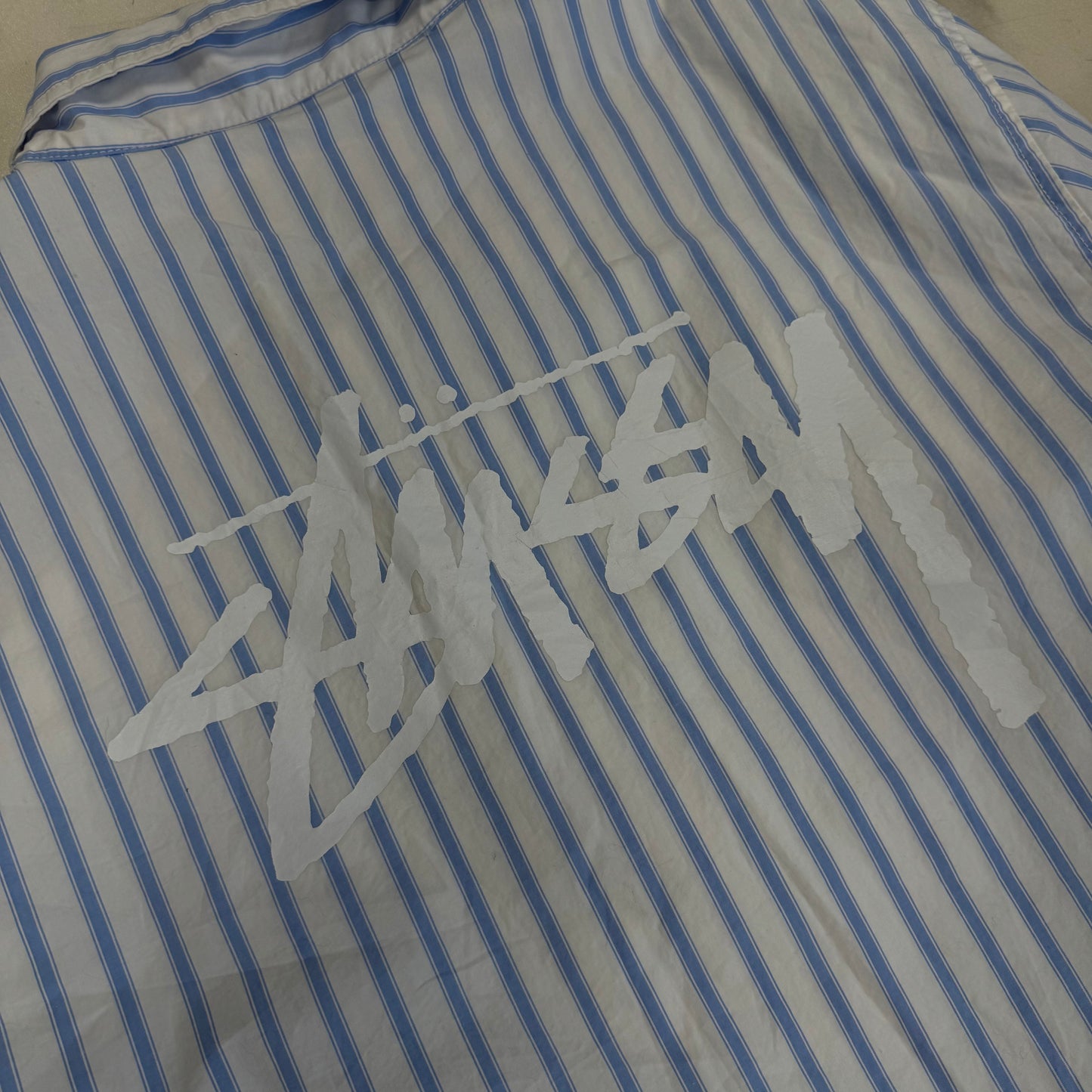 Stussy Striped Button Up Overshirt White/Blue