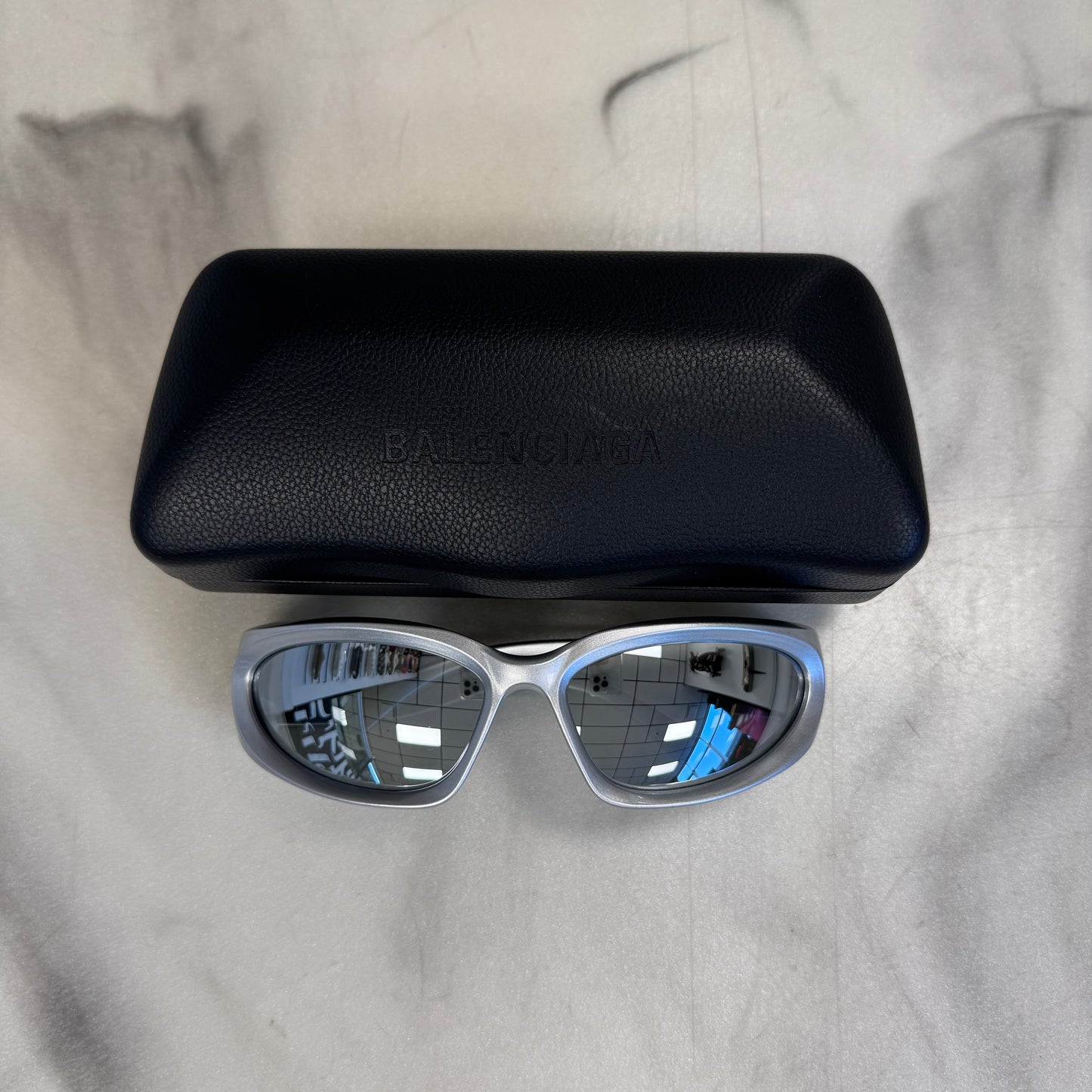 Balenciaga Swift Oval Sunglasses Silver