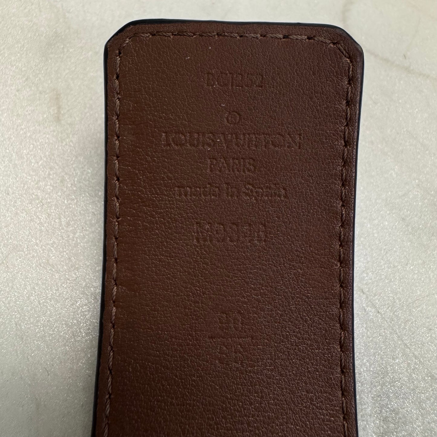 Louis Vuitton Black Monogram Belt Silver Buckle Reversible