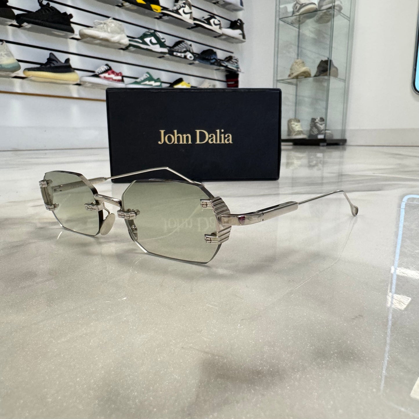 John Dalia Frameless Green Tint Glasses