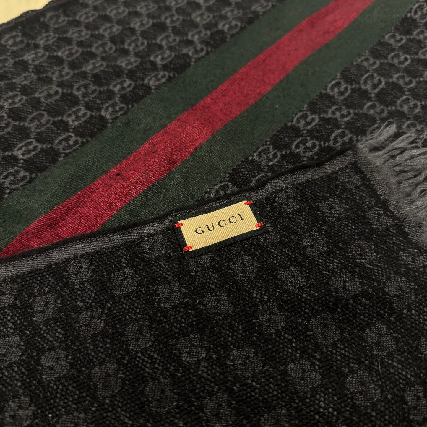 Gucci Striped Scarf Black