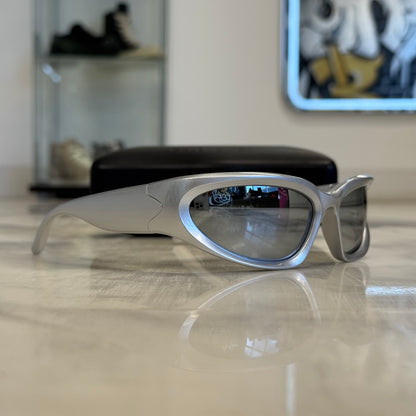 Balenciaga Swift Oval Sunglasses Silver