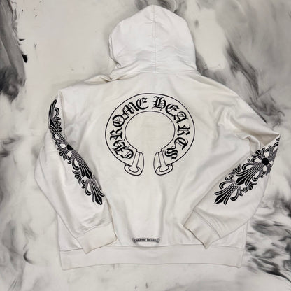 Chrome Hearts Floral Horseshoe Zip Up White