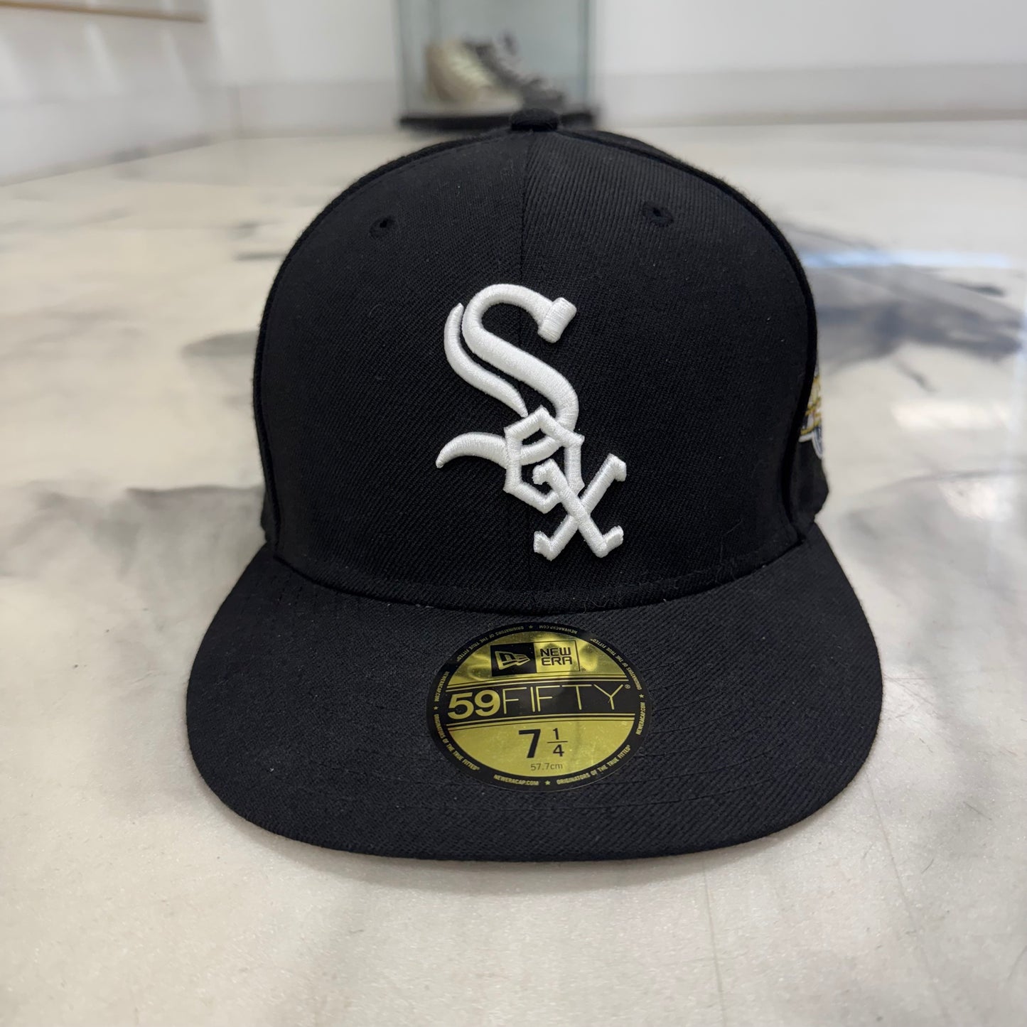 White Socks Fitted Hat Black