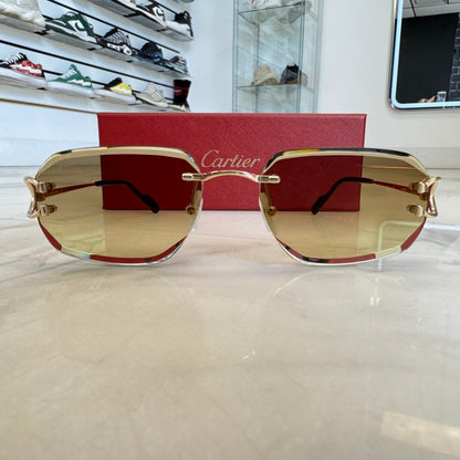 Cartier Small Cs Round Faceted Lenses Gold