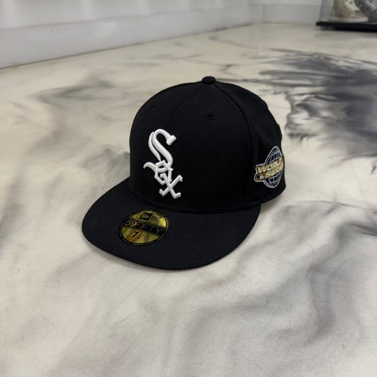 White Socks Fitted Hat Black