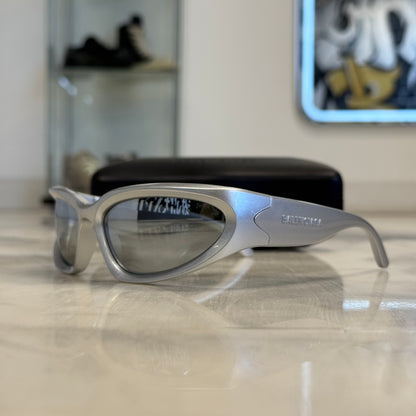 Balenciaga Swift Oval Sunglasses Silver