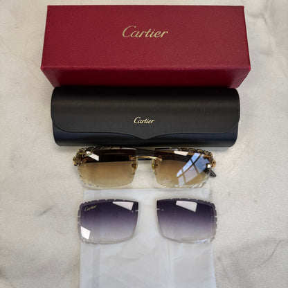Cartier C Decor White Buffalo Horn Gold Hardware Diamond Cut