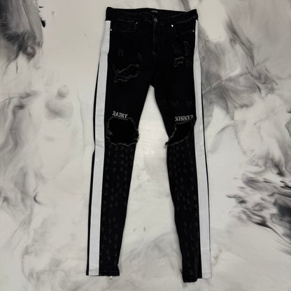 Jaffary "Saint Sinners" Striped Jeans Black