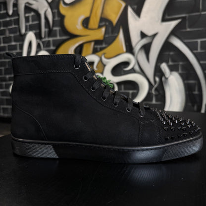 Louboutin Louis Junior Spike Orlato Flat Black Suede