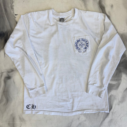 Chrome Hearts Big Cross Back Logo White/Blue