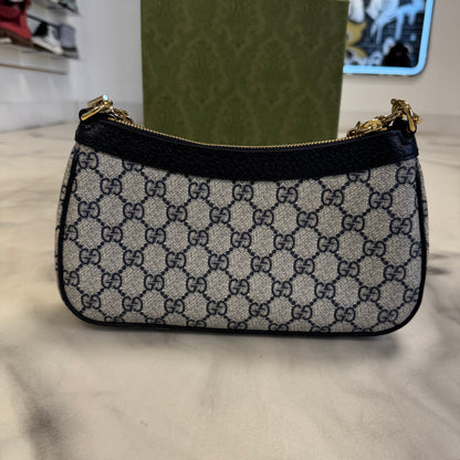 Gucci GG Supreme Monogram Textured Dollar Calfskin Web Small Ophidia Handbag
