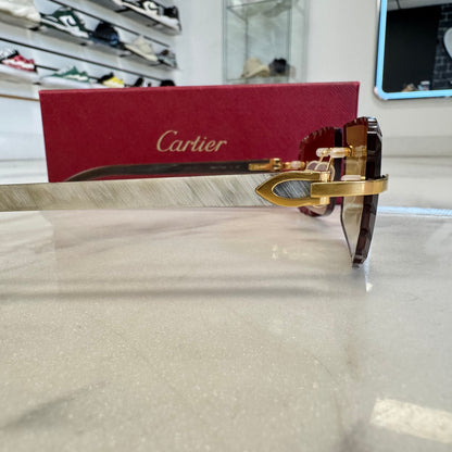Cartier C Decor White Buffalo Horn Gold Hardware Diamond Cut