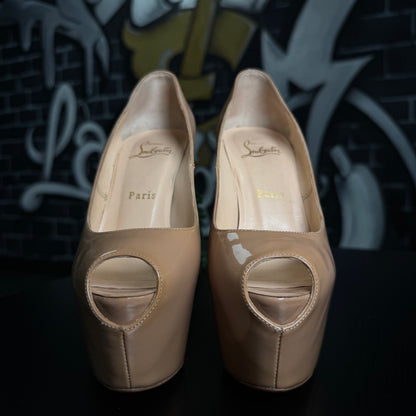 Louboutin Heels Highness Peep Toe Tan