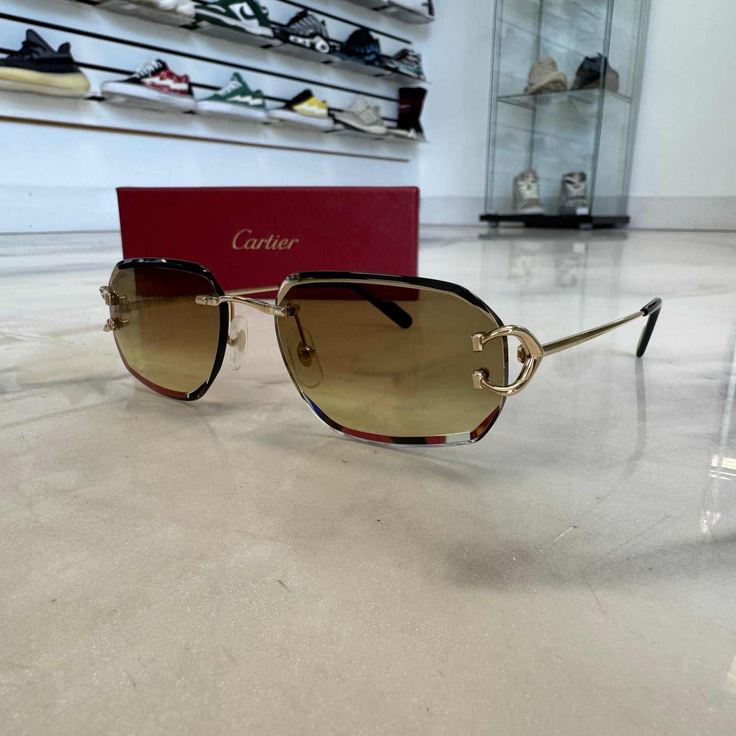 Cartier Small Cs Round Faceted Lenses Gold