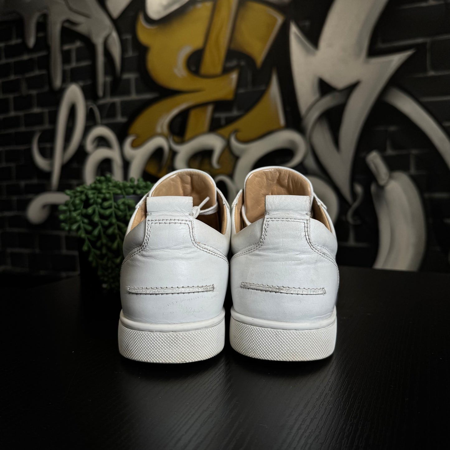 Louboutin Louis Orlato Flat Spikes White