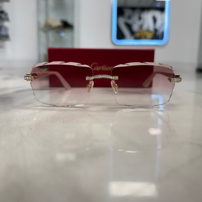 Cartier C Decor Pink Diamond Hardware Diamond Cut Glasses