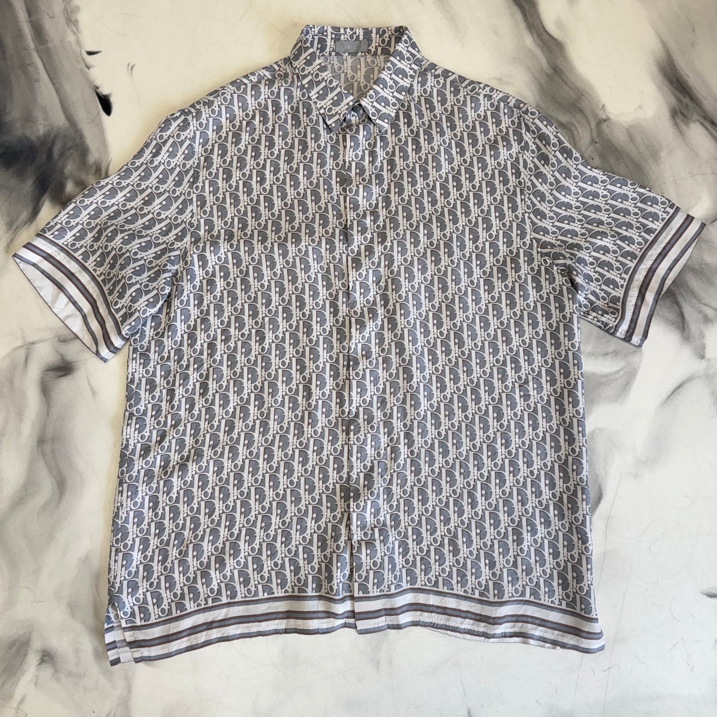 Dior Oblique Silk Shirt Grey/White