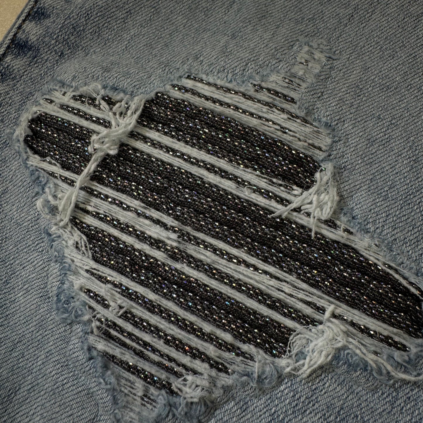 Amiri Jeans Shining Patches Blue