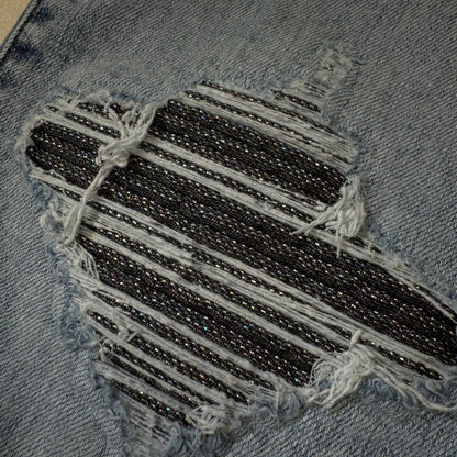 Amiri Jeans Shining Patches Blue