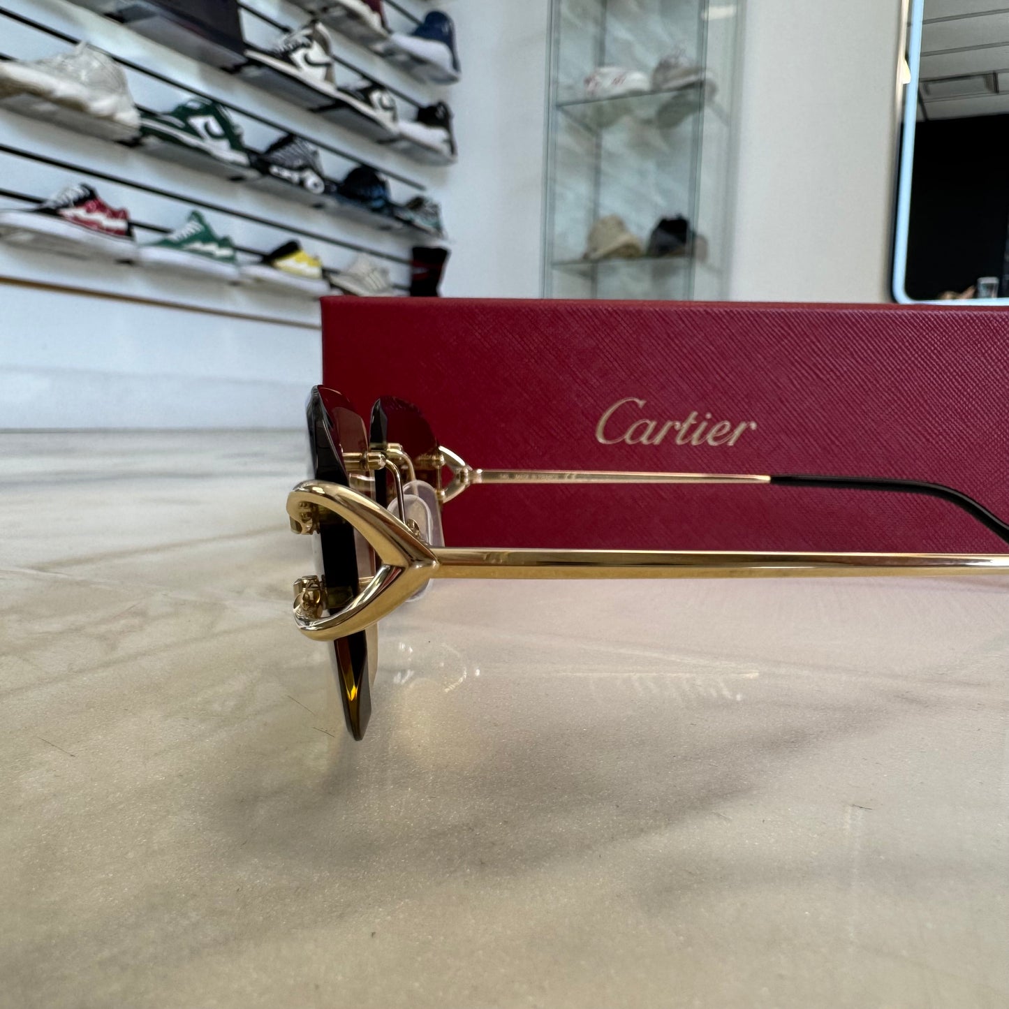 Cartier Small Cs Round Faceted Lenses Gold