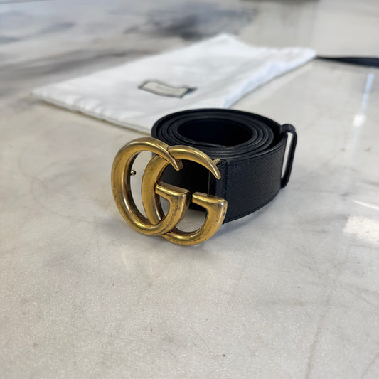 Gucci GG Marmount Belt Black/Gold
