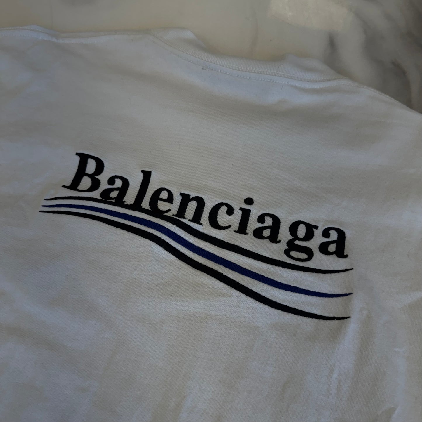 Balenciaga Campaign Embroidered Tee White