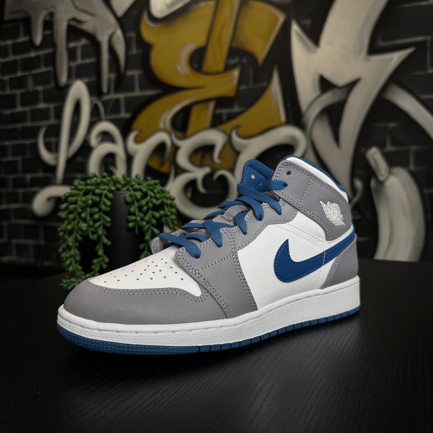 Jordan 1 Mid Cement True Blue