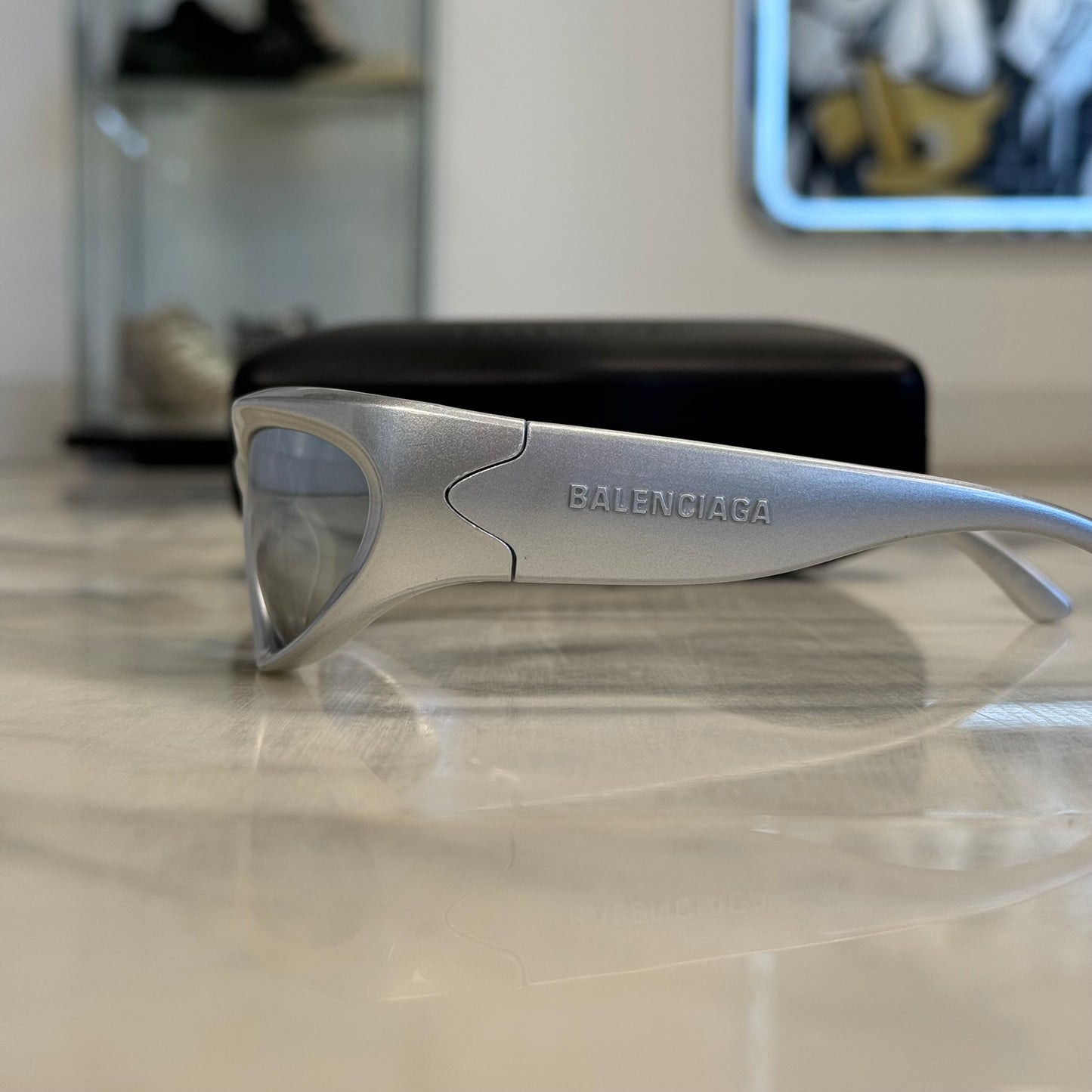 Balenciaga Swift Oval Sunglasses Silver
