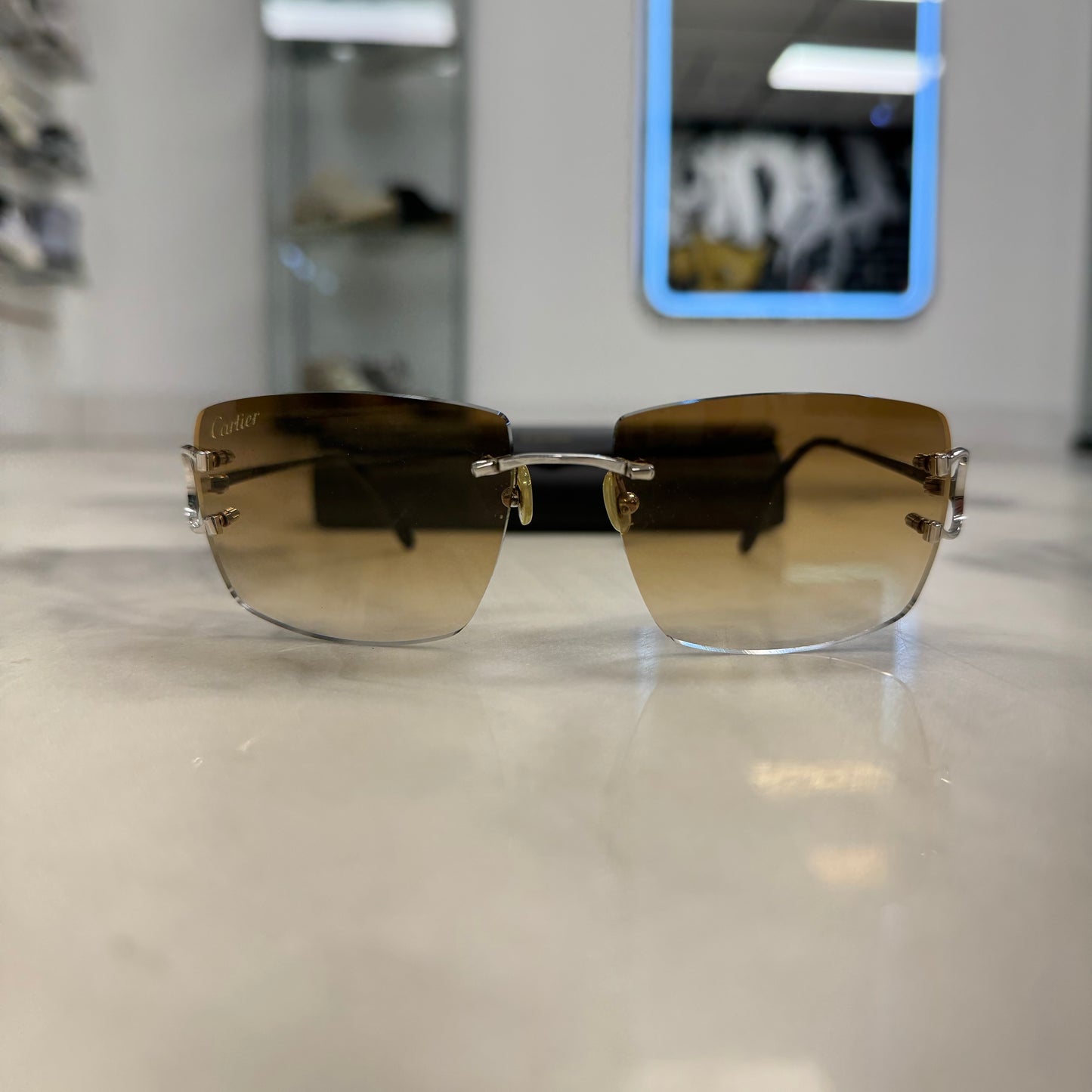 Cartier Big Cs Platinum Brown Lenses