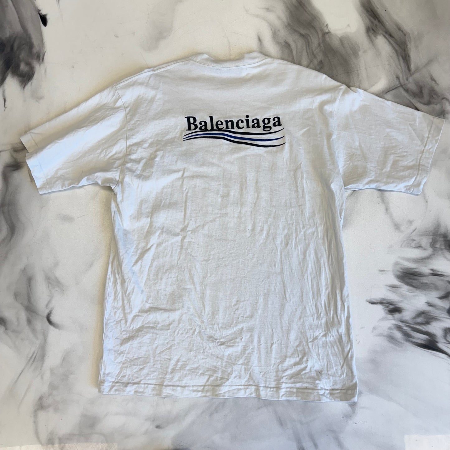 Balenciaga Campaign Embroidered Tee White