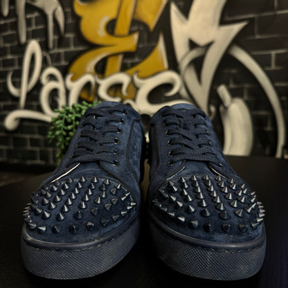 Louboutin Louis Junior Spikes Low Suede Navy