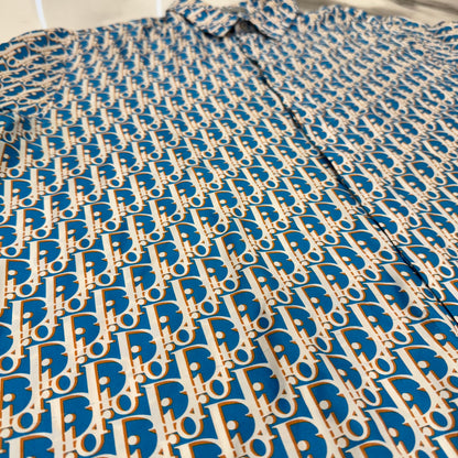 Dior Oblique Silk Shirt Blue