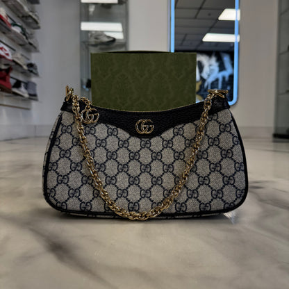 Gucci GG Supreme Monogram Textured Dollar Calfskin Web Small Ophidia Handbag