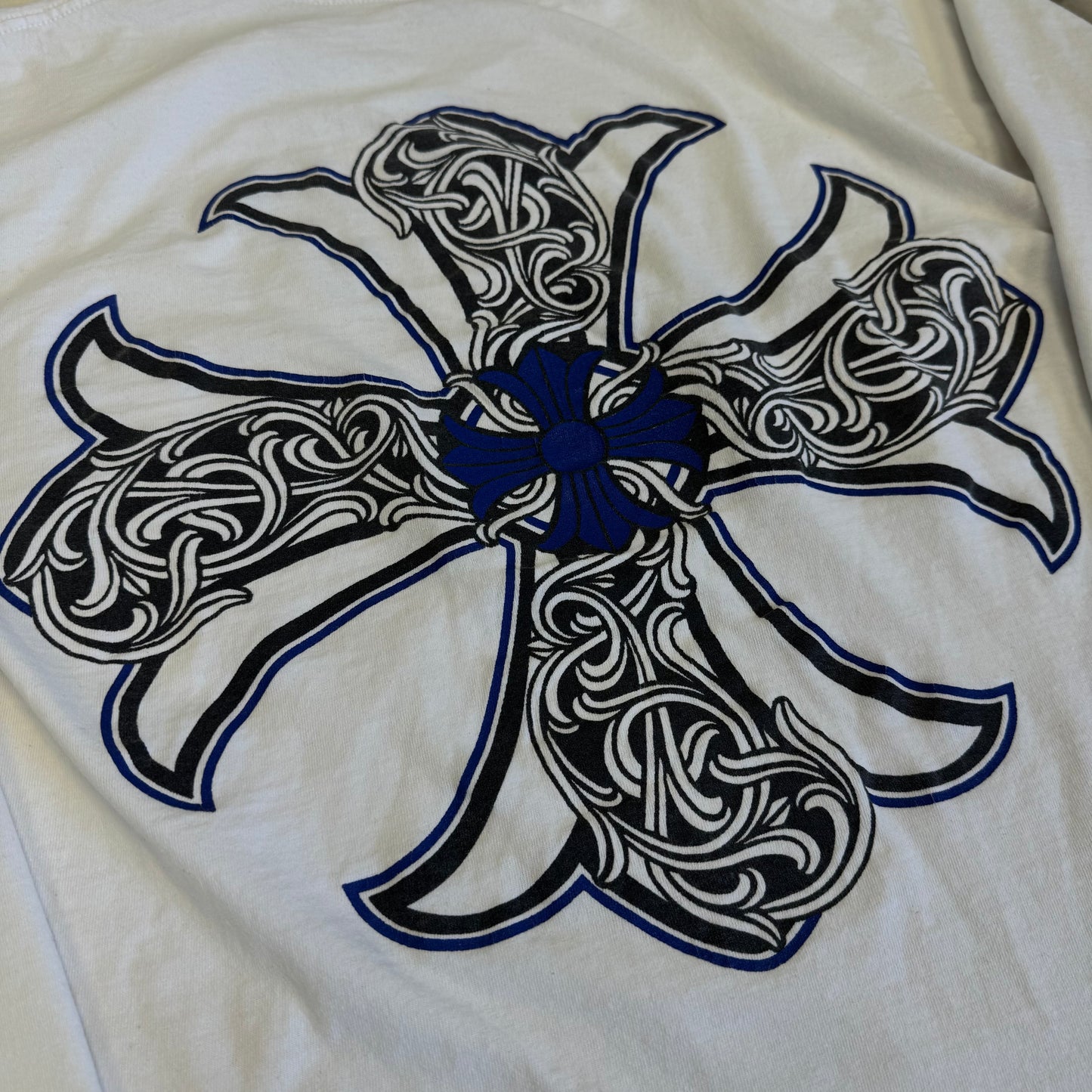 Chrome Hearts Big Cross Back Logo White/Blue