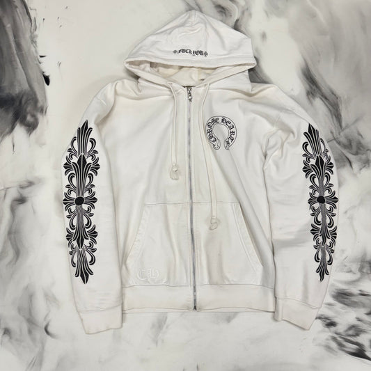 Chrome Hearts Floral Horseshoe Zip Up White