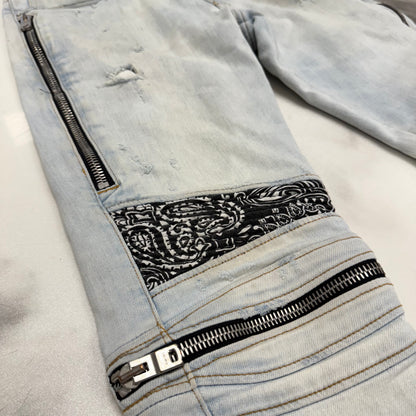 Amiri MX2 Bandana Patch Skinny Jeans Blue