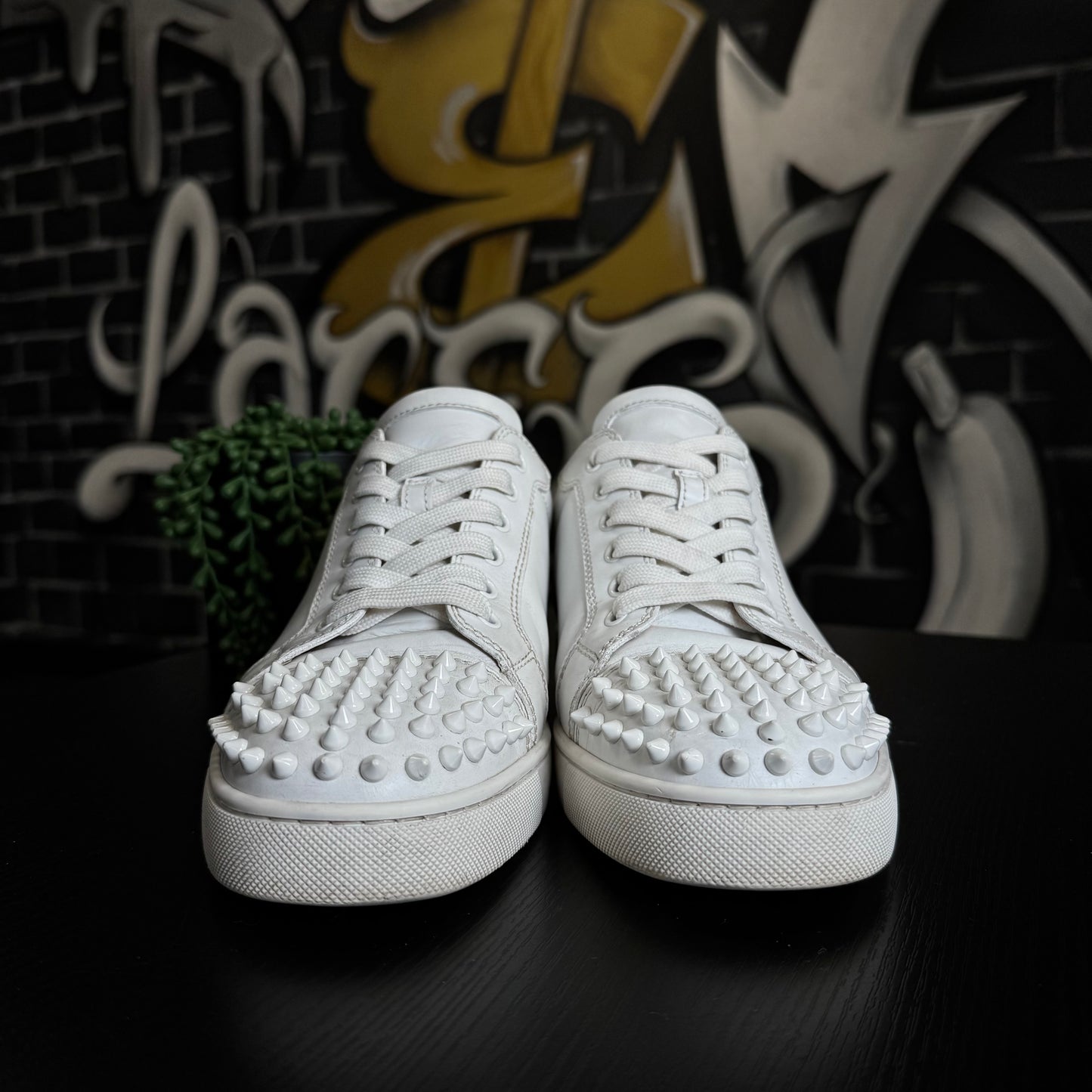 Louboutin Louis Orlato Flat Spikes White