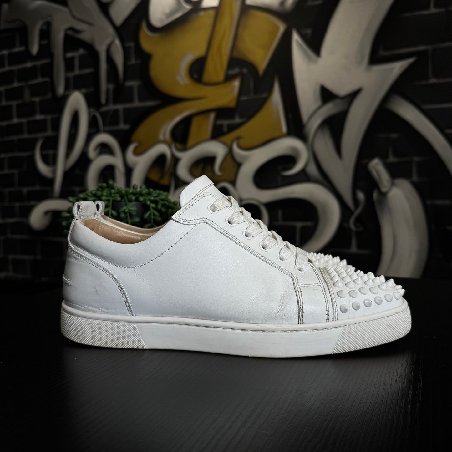Louboutin Louis Orlato Flat Spikes White