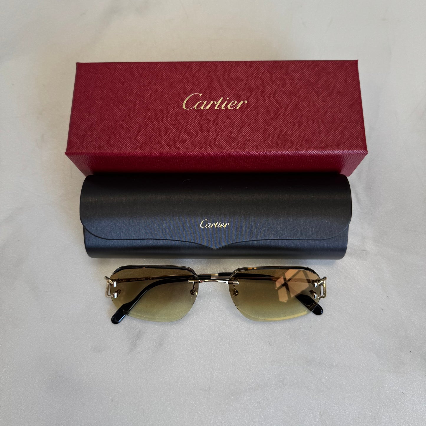 Cartier Small Cs Round Faceted Lenses Gold