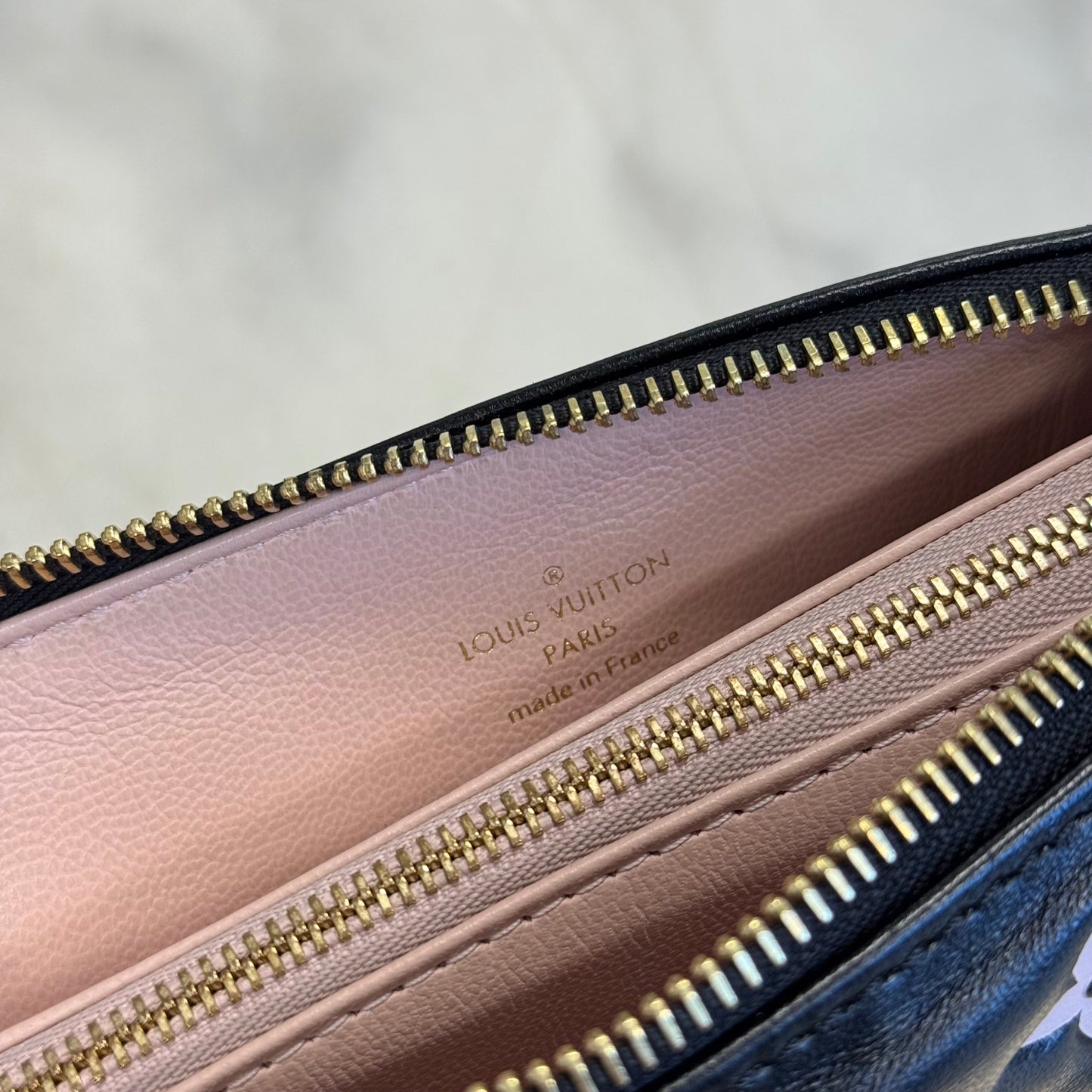 Louis Vuitton Lambskin Embossed Monogram LV Ski Coussin Black/Pink