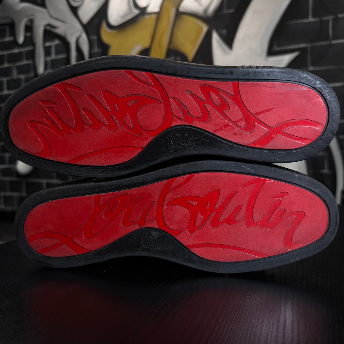 Louboutin Louis Junior Spike Orlato Flat Black Suede