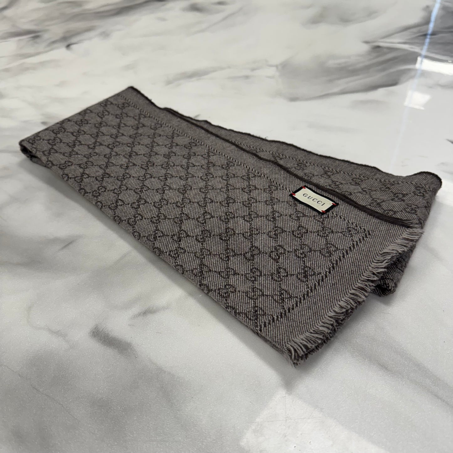 Gucci Grey Monogram Scarf