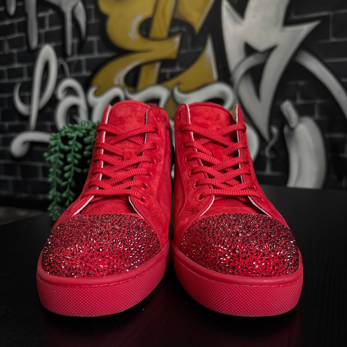 Louboutin Louis Orlato Flat Crystal Red