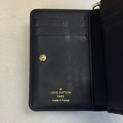 Louis Vuitton Lambskin Embossed Monogram LV Ski Coussin Mini Zippy Wallet Black/Pink